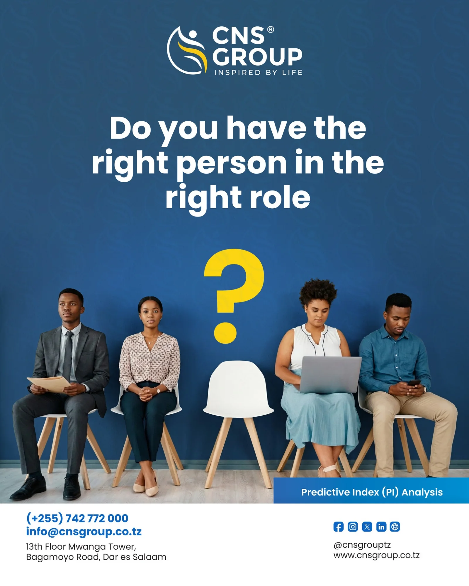 CNS Group post asking “Do you have the right person in the right role?” to promote Predictive Index analysis
